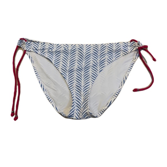 💛 American Eagle Outfitters Blue & White Patterned Tie Side Bikini Bottoms-XL - Picture 1 of 6